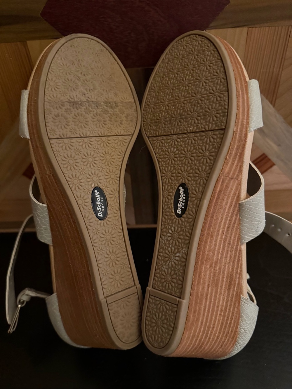 Dr. Scholl's Cream Cross-Strap Wedge Sandals - Picture 4 of 5